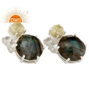 Limón Topacio labradorita piedra preciosa pendiente diseñador plata fina pendiente joyería proveedor colección Vintage - Product Image 2