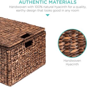 Ensemble de panier de rangement de jacinthe d'eau, accessoire naturel avec couvercles, vente en gros du Vietnam - Product Image 3