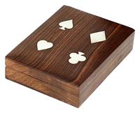 Boîte porte-cartes à jouer à double pont Boîte à plateau en bois Boîte de rangement pour cartes à jouer Cadeaux pour hommes aînés femmes Anniversaire