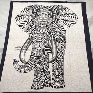 New phổ biến trang trí nội thất Elephant Mandala in bông tấm thảm/tường treo bán buôn từ Ấn Độ