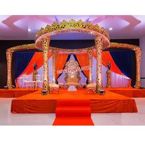 Pilares dorados de FRP para boda, mandalas de boda con temática de mandalas, corona India para eventos de boda