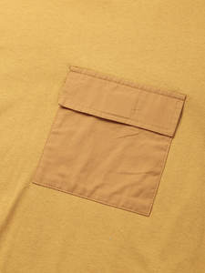 Camiseta 100% de algodón para hombre, Camisa lisa de manga corta con bolsillo y dobladillo con cordón - Product Image 3