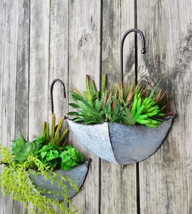 Macetas y macetas de flores galvanizadas, accesorio de diseño de paraguas caliente y atractivo, con rondas de cuerda para plantación - Product Image 6