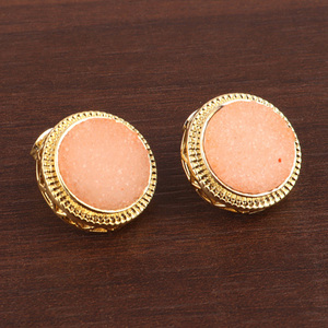 ต่างหูเม็ดกลมรูปพีชสำหรับผู้หญิงต่างหูทองเหลืองสำหรับผู้หญิงเพศหญิงเพศหญิง - Product Image 5