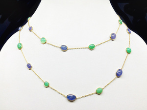 Collier en argent Sterling plaqué or 925, fait sur mesure, léger pour vente en gros, usage quotidien, Cabochon tananite, pierres précieuses - Product Image 2