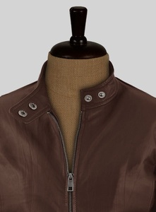 New Design Winter 2020 - 2021 <b>Scrubbed</b> Sheep Leather Unisex Moto Biker Brown Colour Jacket - Product Image 3