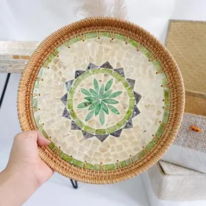 Plateau de service rond en céramique laquée pour salle à manger et cuisine mariage et fête Home Decor-Jolene + 84 336089155 - Product Image 1