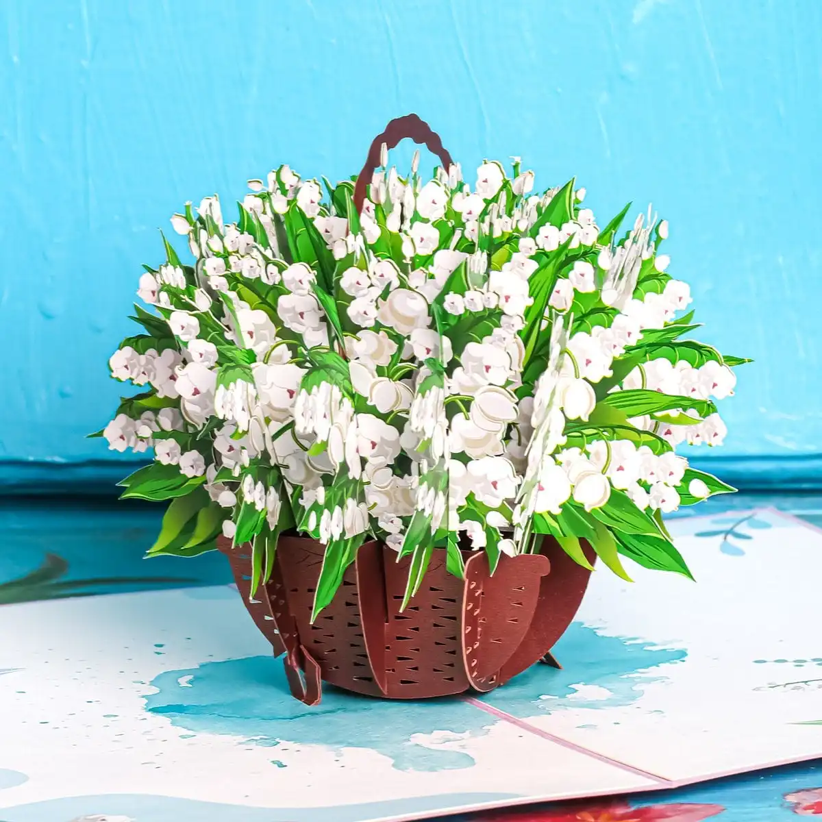 Lilies of the Valley Basket Pop Up Card with envelopes pop up card birthday 3d birthday greeting card laser cut custom design