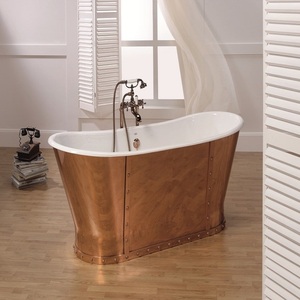 สีชมพูสีอ่างอาบน้ำทองแดงรองเท้าแตะคู่ฐานเอียงฟรียืน Patina เสร็จสิ้นทองแดง shined อ่างอาบน้ำที่กำหนดเอง - Product Image 3