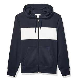 Sudadera con capucha polar con cremallera de diseño personalizado con panel frontal blanco sudaderas con capucha de hombre de alta calidad - Product Image 1