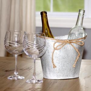 Seau ovale en métal galvanisé, fini blanchi à la chaux - Product Image 1