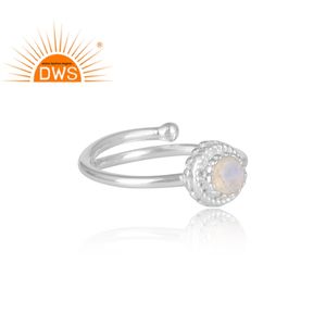 Bague en pierre de lune arc-en-ciel naturelle pour fille, fabrication de bijoux - Product Image 3