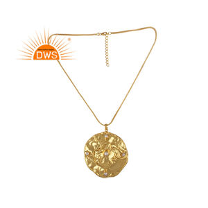 Collier pendentif en argent sterling plaqué or, design tendance, best-seller, avec perles et pierres précieuses, vente en gros - Product Image 1