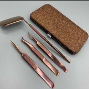 ชุดต่อขนตาสเตนเลส4ชิ้น,ชุดต่อขนตาเพิ่มวอลลุ่มพร้อมด้ามจับกระจกลายกุหลาบ - Product Image 2