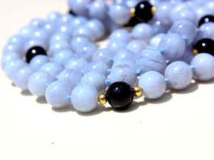 Blue Agate 108 <b>Long</b> Mala Beads Knotted Spiritual Mala <b>Necklace</b> Handcrafted Gemstone Jewelry <b>Necklace</b> Gift - Product Image 2