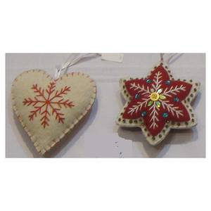 Decoración Navideña Colgante con Forma de Corazón y Flor con Bordados - Product Image 1