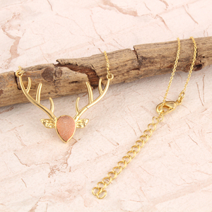 สร้อยคอแฟชันแนวโบฮีเมียน,สร้อยคอเขากวางพร้อมจี้รูปกวางสำหรับคุณแม่ - Product Image 2