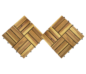 Modern 12-Slat <b>Interlocking</b> Wood Decking <b>Tiles</b> Handscraped Acacia Engineered <b>Flooring</b> with UV Coating for Non-Slip Design - Product Image 1