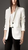 Blazer Wol Putih Tebal Ukuran XL Wanita, Lapisan Linen Lepas Pasang, Saku Bulu Domba, Kancing Tunggal, Tahan Angin, Pewarnaan Khusus, Cocok untuk Kantor Musim Dingin