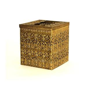 Boîte de rangement pour serviettes en métal plaqué or de qualité supérieure, boîte à mouchoirs de luxe, finition antique dorée, boîte à mouchoirs en papier - Product Image 1