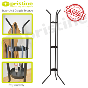 Minimalist Metal Coat <b>Stand</b> With <b>Hat</b> And Umbrella Holder Standing Entryway Organizer Carbon Steel Tripod Design - Product Image 3