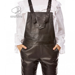 Black Leather Overall Dungarees <b>for</b> <b>Women</b> <b>Salopette</b> Femme - Product Image 2