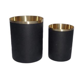 Solid Brass <b>Candle</b> <b>Holder</b> With Mat <b>Black</b> Finish and Top Rim in Polish <b>Candle</b> Accessories <b>Candle</b> Vessels - Product Image 1