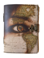 Carnet d'adresses en cuir rigide fait main avec carte du monde imprimée, style livre de sorts vintage, avec fermoir en C – Le meilleur cadeau de Noël, nouveauté