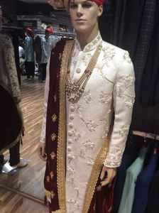 Tenue de mariage indienne en tissu pur pour hommes, vêtement artisanal, KURTA DHOTI, style falcon, vente en gros, nouvelle collection - Product Image 5