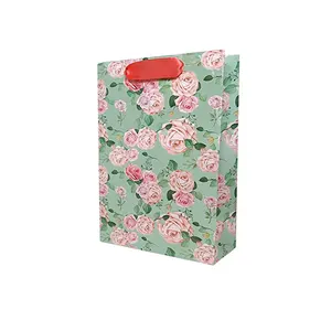 럭셔리 화장품 부티크 두꺼운 종이 선물 가방 도매 가격에 꽃 패턴 인쇄 크래프트 종이 쇼핑백 구매