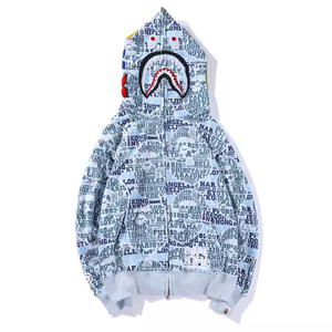 High Quality New Fashion <b>Men's</b> Winter Casual Hoodies Black and White Shark Camouflage Glow-in-the-Dark Polyester/Cotton - Product Image 6