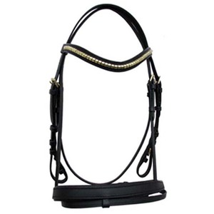 ชุดบังเหียนหนังม้าพร้อมจมูกไขว้และช่องทองเหลืองผลิตภัณฑ์ม้าระดับพรีเมี่ยม - Product Image 1