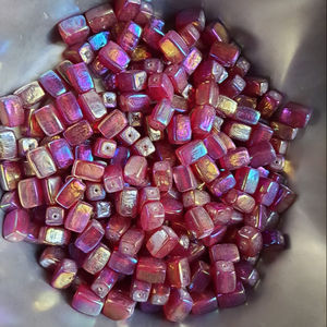 Cuentas de cristal de Murano hechas a mano con forma cuadrada de arcoíris rojo, tamaños de 6mm, 8mm, 10mm, cuentas decorativas sueltas para joyería para el hogar - Product Image 1