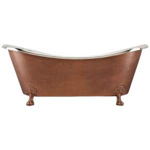 ที่ทันสมัยอ่างอาบน้ำทองแดงแบบยืนรองเท้าแตะคู่ฐาน skirted ยกระดับประสบการณ์การอาบน้ำของคุณด้วยการติดตั้งที่ทันสมัย - Product Image 5