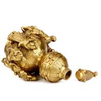 Figurine de citrouille Hulu des divinités taoïstes Feng Shui, décoration maison et jardin, santé et prospérité, en laiton poli plaqué or, citrouille Bagua Wu