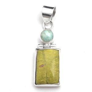 חדש מיוחד מעצב cacoxenite gaspeite shattuckite אפצ 'י זהב שני חן תליון 925 כסף סטרלינג תכשיטי כסף תליון - Product Image 3