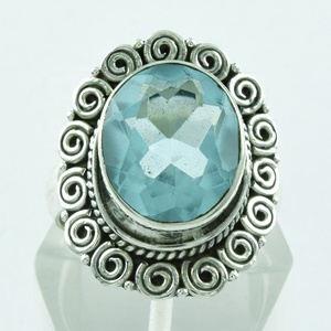 Anillo Hecho a Mano de Plata de Ley 925 con Hermosa Piedra de Topacio Azul, Joyería de Boda Real, Directo de la India, para Fiesta de Compromiso - Product Image 1