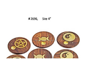 New designs handicraft Brass Inlay Wooden round <b>Incense</b> Stick fragrance <b>cone</b> Holder and Ash Catcher - Product Image 1