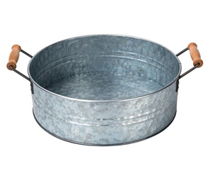 อ่างเครื่องดื่มปาร์ตี้โลหะชุบสังกะสีขอบเงิน - Product Image 1