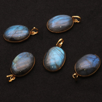 Collier pendentif en labradorite plaqué or 14x10 MM pour femme, avec chaînes délicates en pierre de diamant et perles en laiton, cadeau chrétien vintage, vente en gros