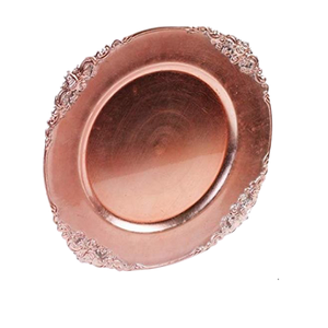 Placa de cargador de metal de diseño maravilloso en color oro rosa Tamaño y forma personalizados Utensilios de cocina debajo de la placa - Product Image 6