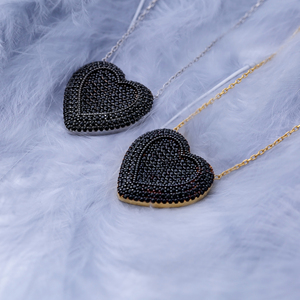 <b>Heart</b> Design Black Zircon Stone Trendy Pendant Wholesale <b>Necklace</b> 925 Sterling <b>Silver</b> Jewelry - Product Image 4