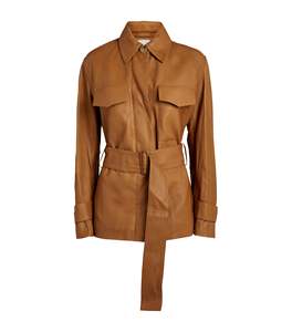 Safari Jacket-chaqueta con cierre de botón y cinturón para mujer, de piel de cordero, color marrón, de alta calidad, disponible en todos los colores, fabricado en Pakistán - Product Image 1