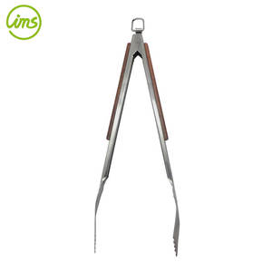 Pinzas largas de acero inoxidable para barbacoa, mango de palisandro - Product Image 5