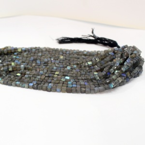 Création de bijoux, perles de pierres précieuses en labradorite naturelle facettées en forme de cube, certifiées IGI, 5 mm, 6 mm, dernier design pour la fabrication de bijoux - Product Image 2