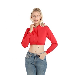 Sudadera de cuello redondo de algodón rosa personalizada con capucha recortada, Sudadera con capucha estampada gris de lana de punto para mujer al por mayor - Product Image 6