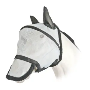 White Long Nose Ears Horse Fly Mask