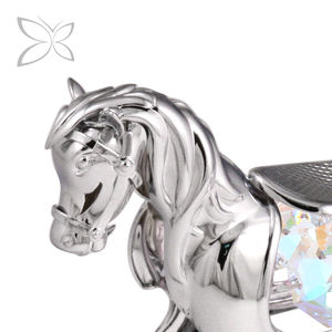 Crystocraft cromado recién nacido bebé recuerdo regalos cristales de corte brillante caballo mecedora estatuilla 8,7x6,6 cm europeo - Product Image 5