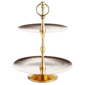 Soporte para servir pasteles de metal de varios niveles, servidor de pasteles redondo chapado en oro a bajo precio para bodas y decoración del hogar al mejor precio - Product Image 2