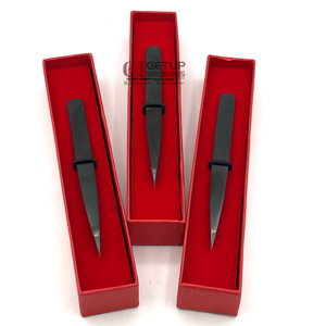 Professionnel meilleur Design noir Plasma pleine plaine en acier inoxydable pince à épiler Extension de sourcils Logo personnalisable Instrument de beauté - Product Image 1